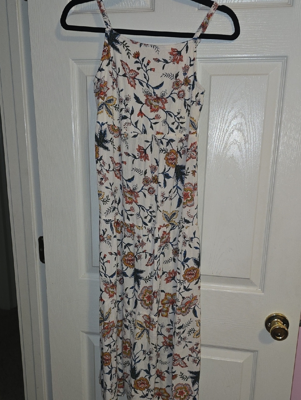 Old‎ Navy Cream Floral Maxi Dress with Navy & Rust Accents
